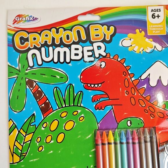 Grafix Crayon By Number 1 Printed Sheet 10 Crayons Learning Play Age 6+ Craft - Picture 7 of 11